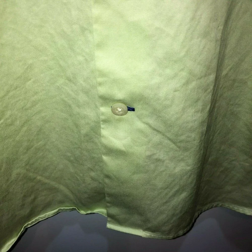 Banana Republic Large Sz 16-16.5 Green Fitted Long Sleeve Button Front Shirt